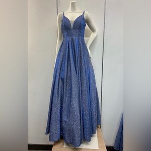 Blue sparkly prom dress/ball gown.